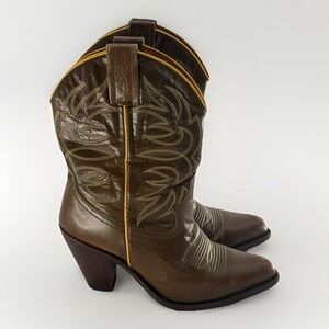 Tony Mora Cowboy Boots Women Size 6 / 37 Brown Western Riding Leather‎ Handmade